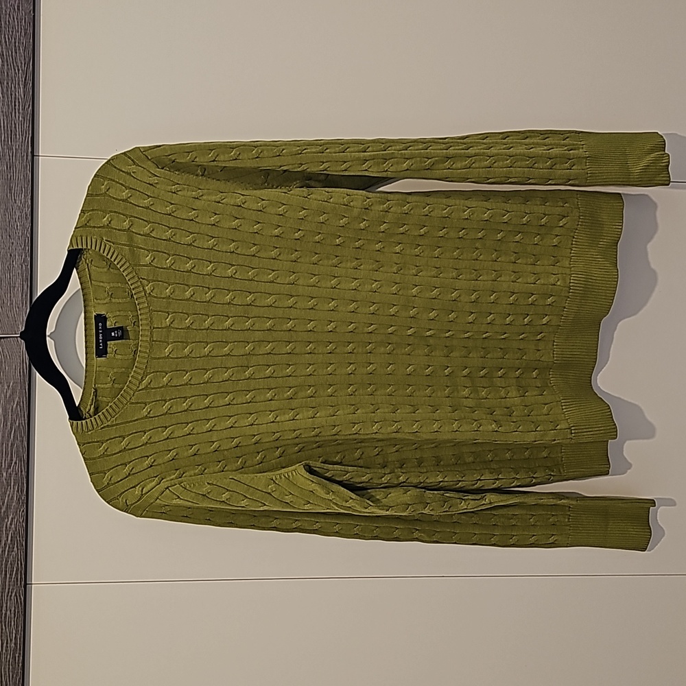 Like New! Land's End Cable Knit Sweater - Avocado Green